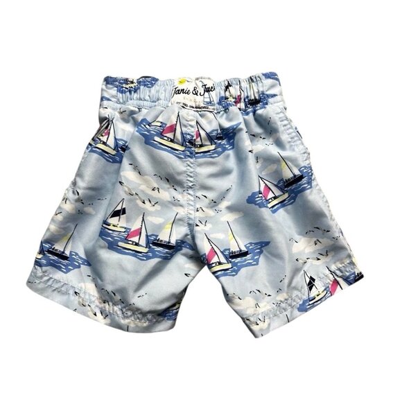 Janie and Jack Baby Boy Blue Sailboat Swim Trunks Size 3-6 Months - Picture 5 of 6